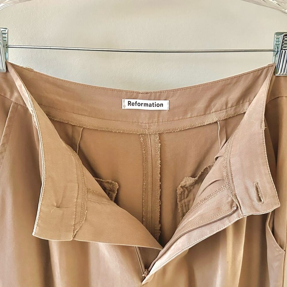 Reformation Mason Pant High Rise Tencel Wide Leg Brown Size 4 - Picture 7 of 9